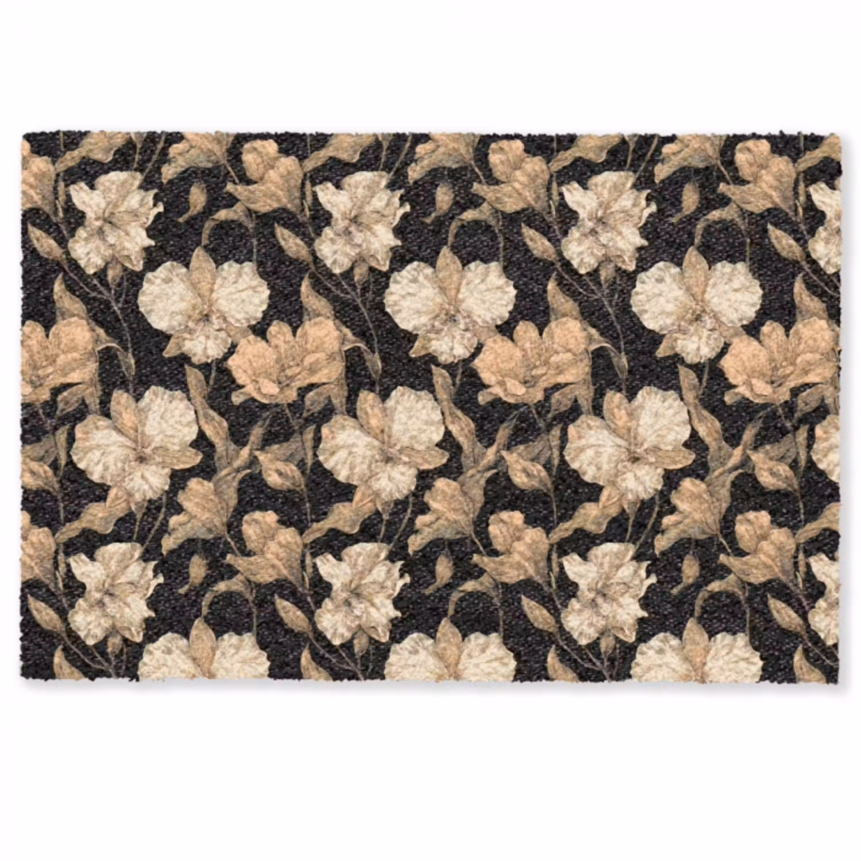 Orchideeën - Lijntekening - Patroon - Beige - Zwart Deurmat klein 898 -zkaufland3d