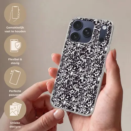 Spat - Stippen - Zwart - Wit Telefoonhoesje iPhone 17 Pro klein 878 -sfeer3_NL