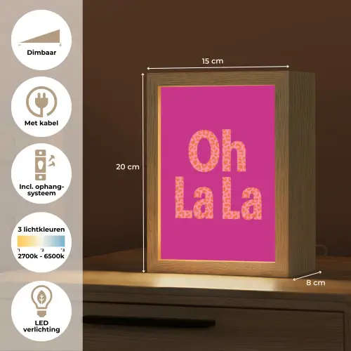 Oh la la - Luipaardprint - Roze Light Box met kabel (Tafellamp) klein -USP_NL