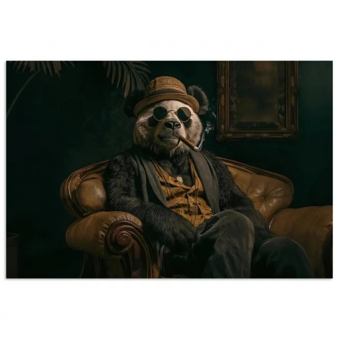 Panda - Hoed - Bril - Pak poster papier klein -3d
