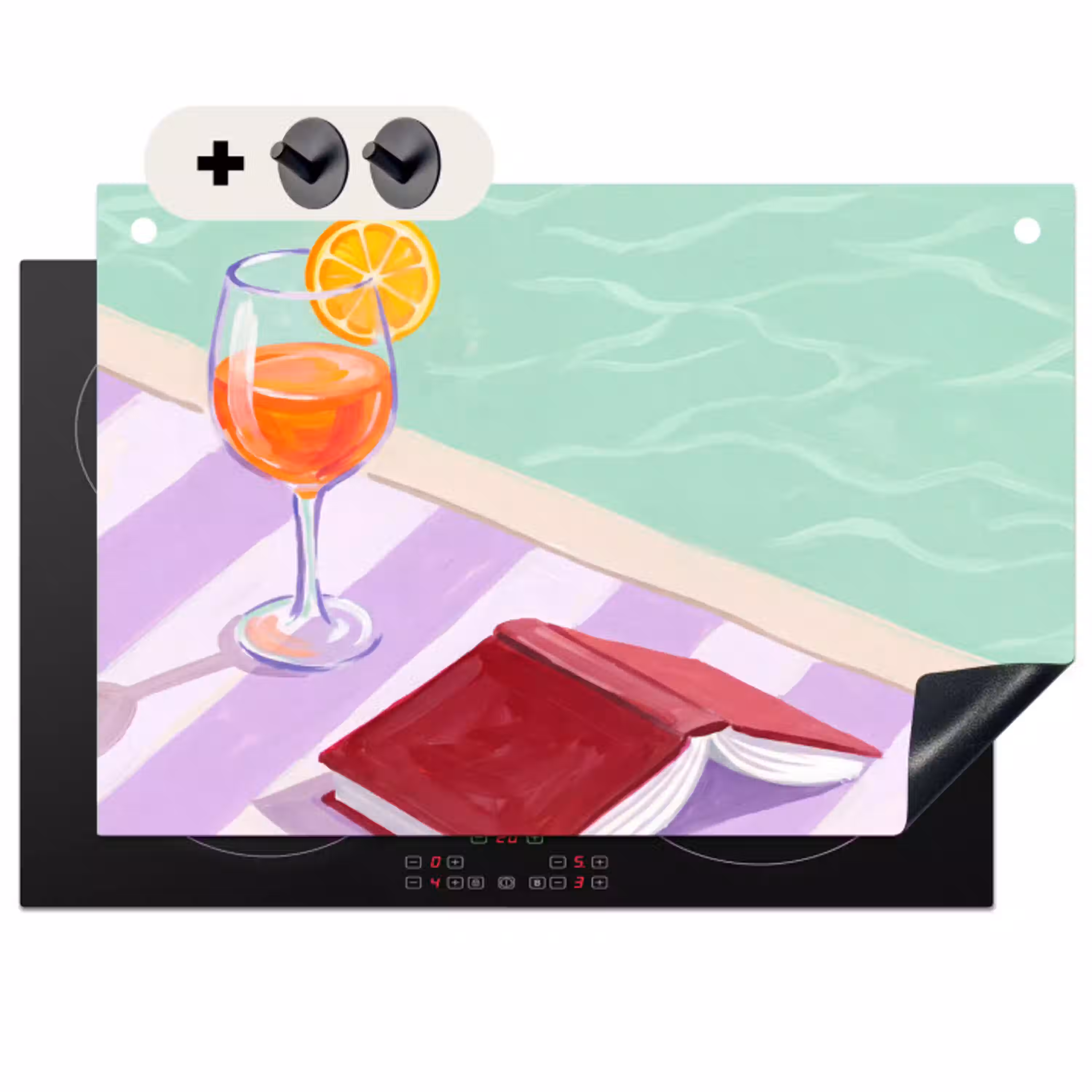 Cocktail - Zwembad - Zomer Inductie beschemer met haakjes klein -3d