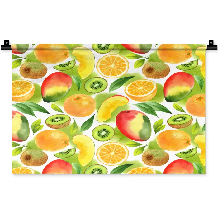 Kiwi - Sinasappel - Mango - Perzik Wandkleed katoen klein 269 -zz3d