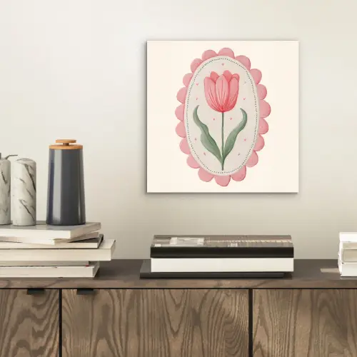 Tulp - Lijst - Ovaal - Illustratie aluminium wit klein -sfeer1