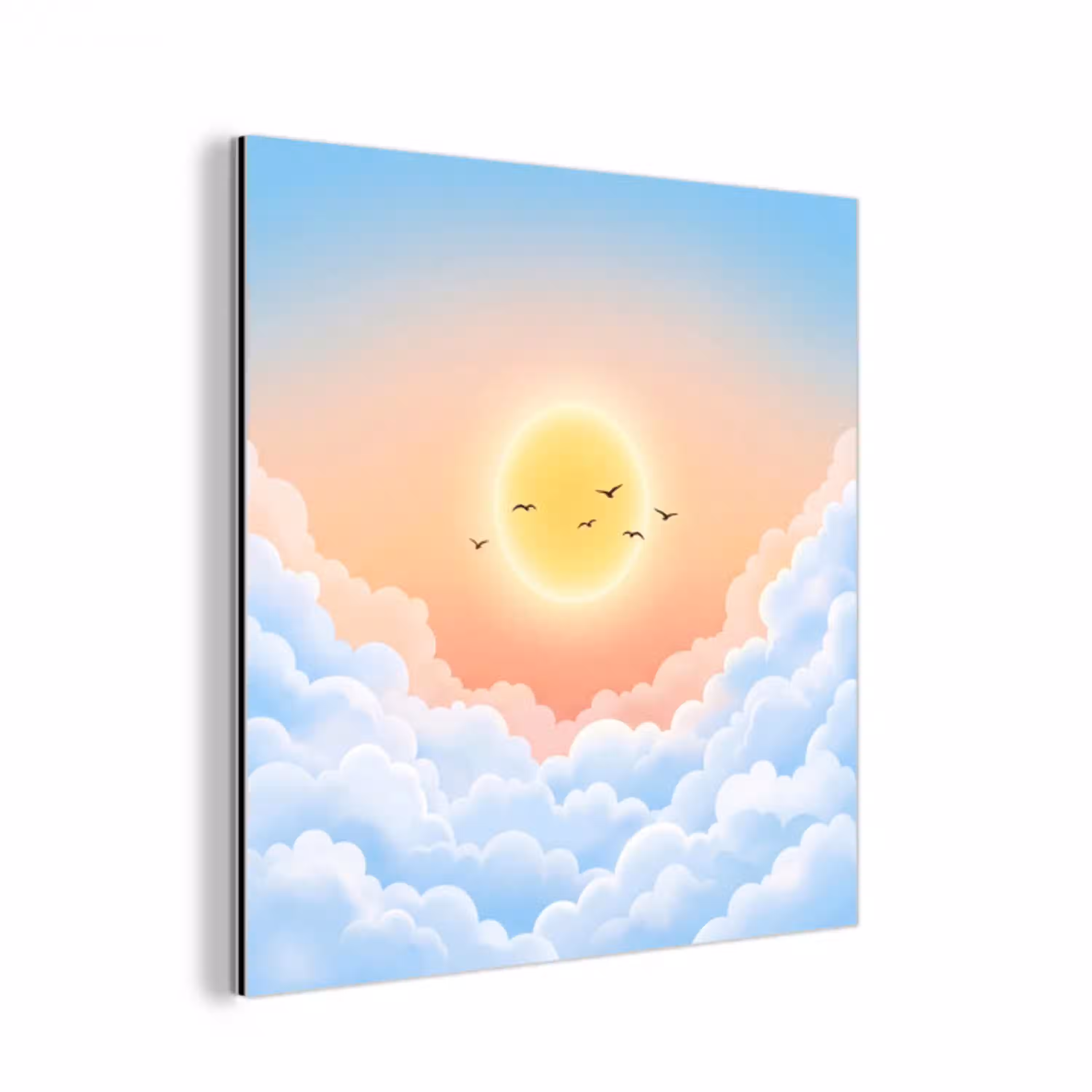 Zon - Vogels - Lucht - Natuur - Geel aluminium wit klein -3d
