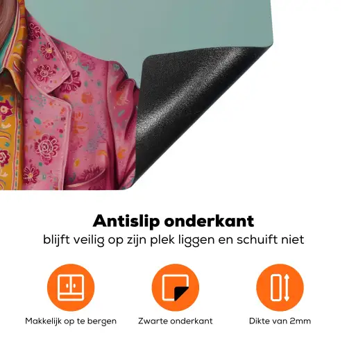 Hond - Overhemd - Bloemen - Bril Inductie beschermer vinyl 3mm klein -zzzzzzz-td-onderkant