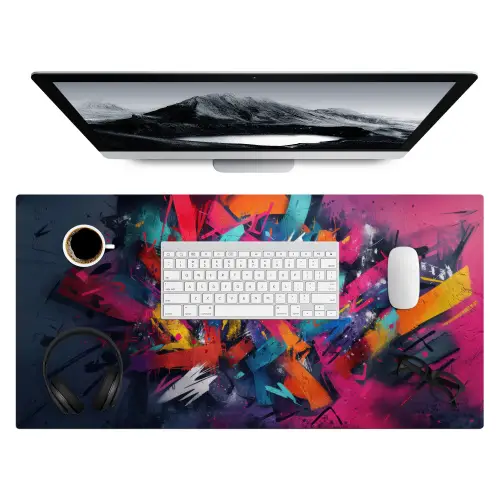 Abstract - Explosie - Neonkleuren Muismat XXL klein -3d