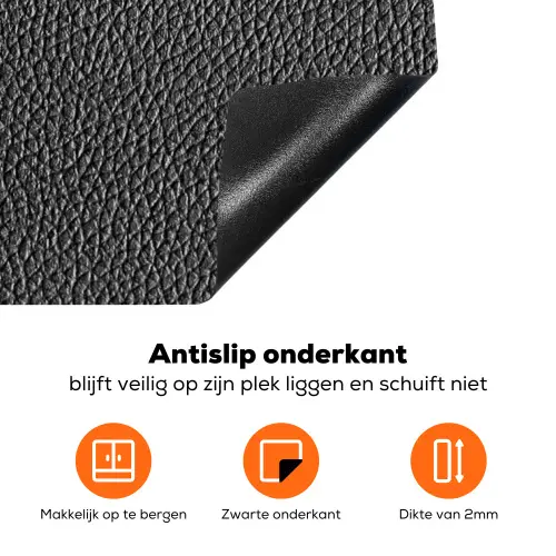 Leertextuur in Zilverlicht Inductie beschermer vinyl 3mm klein -zzzzzzz-td-onderkant