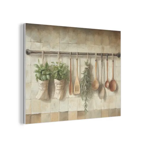 Hout - Keukengerei - Stilleven - Tegels PET vilt klein -3d
