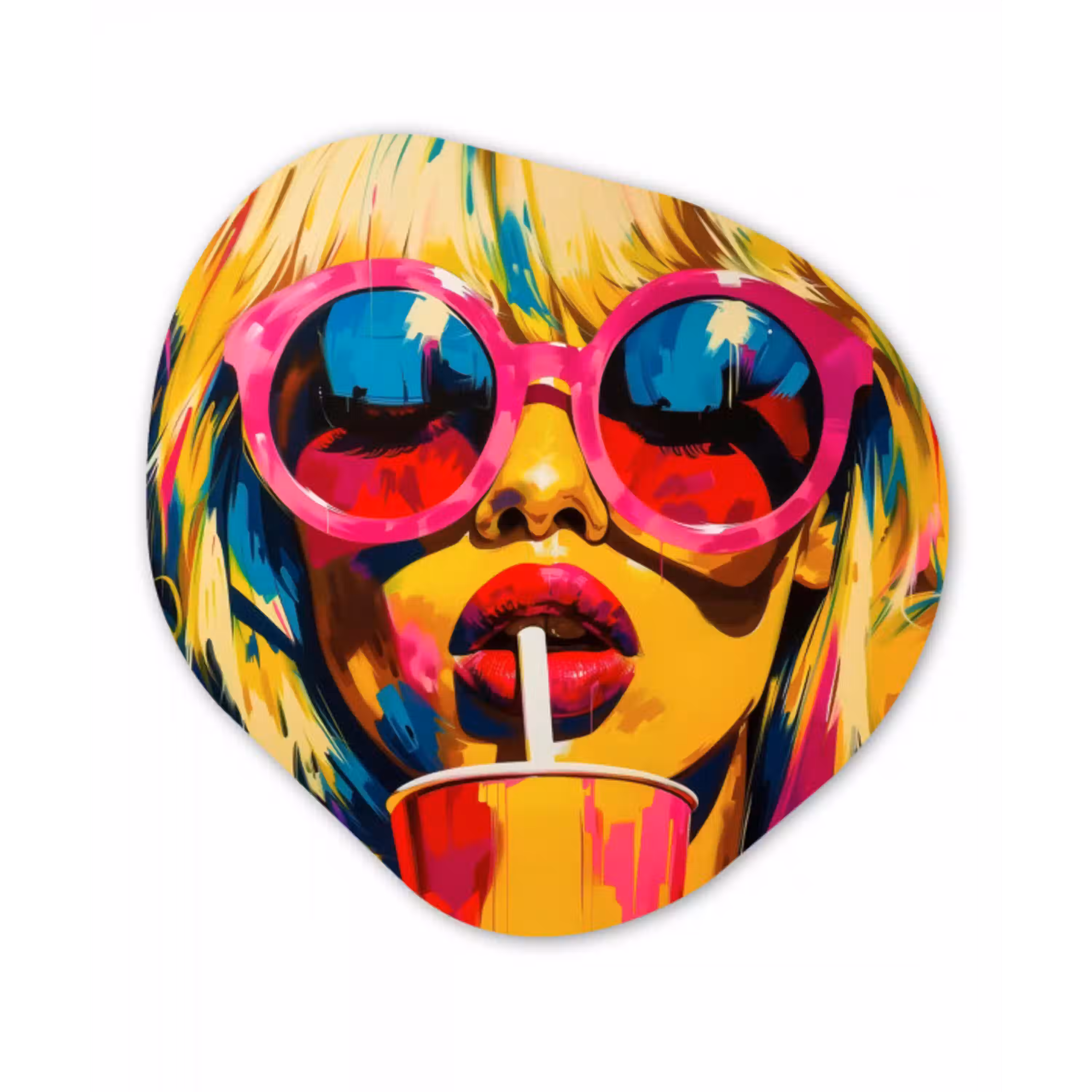 Zonnebril - Roze - Vrouw - Rietje Wandcirkel Organisch Plexiglas middel -3d