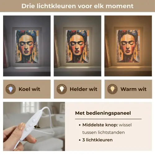 Portret - Vrouw - Bloemen Light Box met kabel (Tafellamp) klein -USP_lichtkleurNL