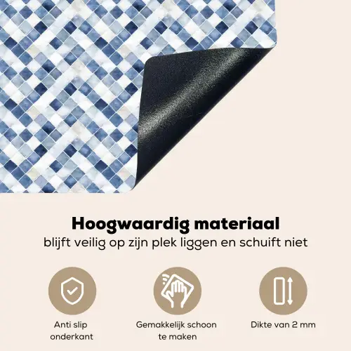 Diamant - Patroon - Blauw - Wit Inductie beschemer met haakjes klein 777 -ky-onderkant-nl