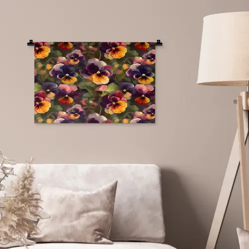Warm - Patroon - Penseel - Viooltjes Wandkleed katoen klein 269 -sfeer4