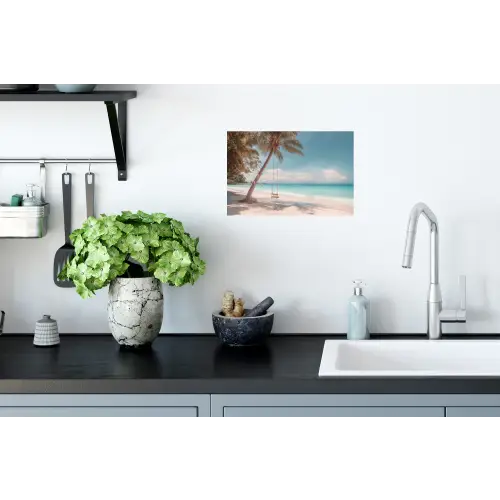 Palmboom - Schommel - Strand - Lucht Muursticker klein -keuken