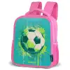 Voetbal - Verfspatten - Groen - Blauw Kinderrugzak - Roze middel -schuin
