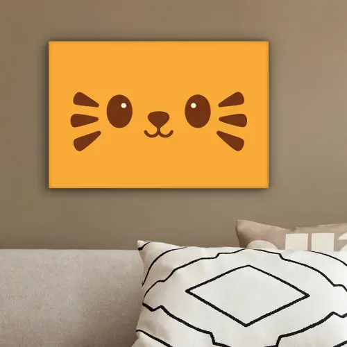 Kat - Simplistisch - Oranje - Vrolijk canvas 2cm klein -sfeer3