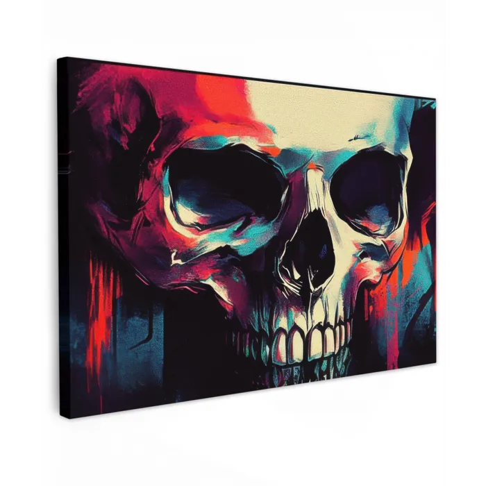 Schedel - Abstract - Rood - Blauw - Graffiti canvas 2cm klein -z3d