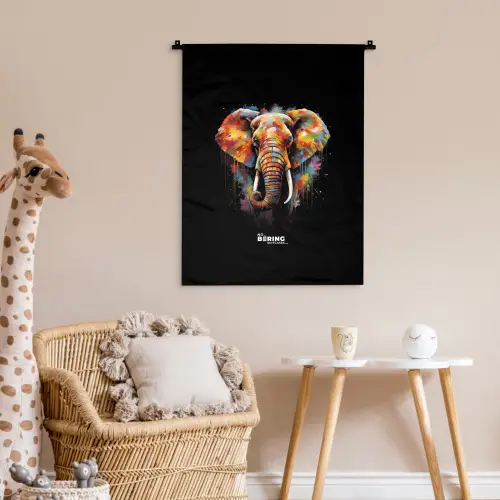 Olifant versierd met kleurrijke spetters Wandkleed katoen klein -wsfeer5_kind