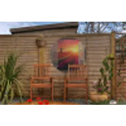 Doorkijk - Tulpen - Zonsondergang - Bloemen - Kleurrijk Wandcirkel tuinposter met ringen klein -buiten3