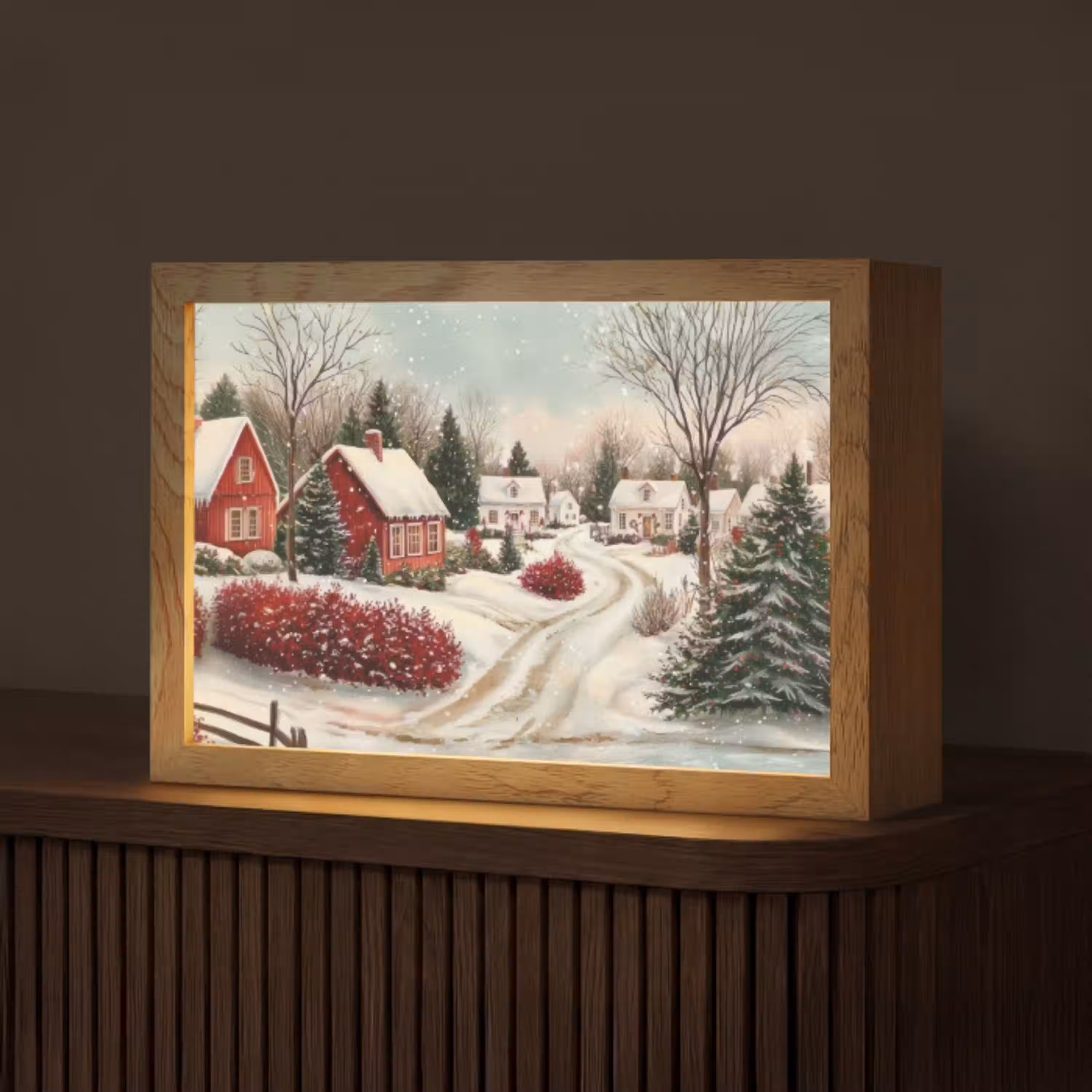 Kerstsfeer - Landelijk - Rood Light Box met kabel (Tafellamp) klein -z3d_website