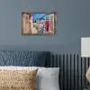 Doorkijk - Santorini - Landschap - Blauw - Grieks poster papier klein -sfeer2