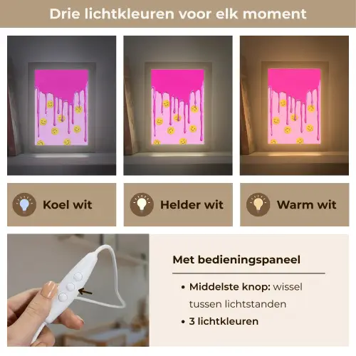 Smiley - Roze - Glazuur Light Box met kabel klein -USP_lichtkleurNL