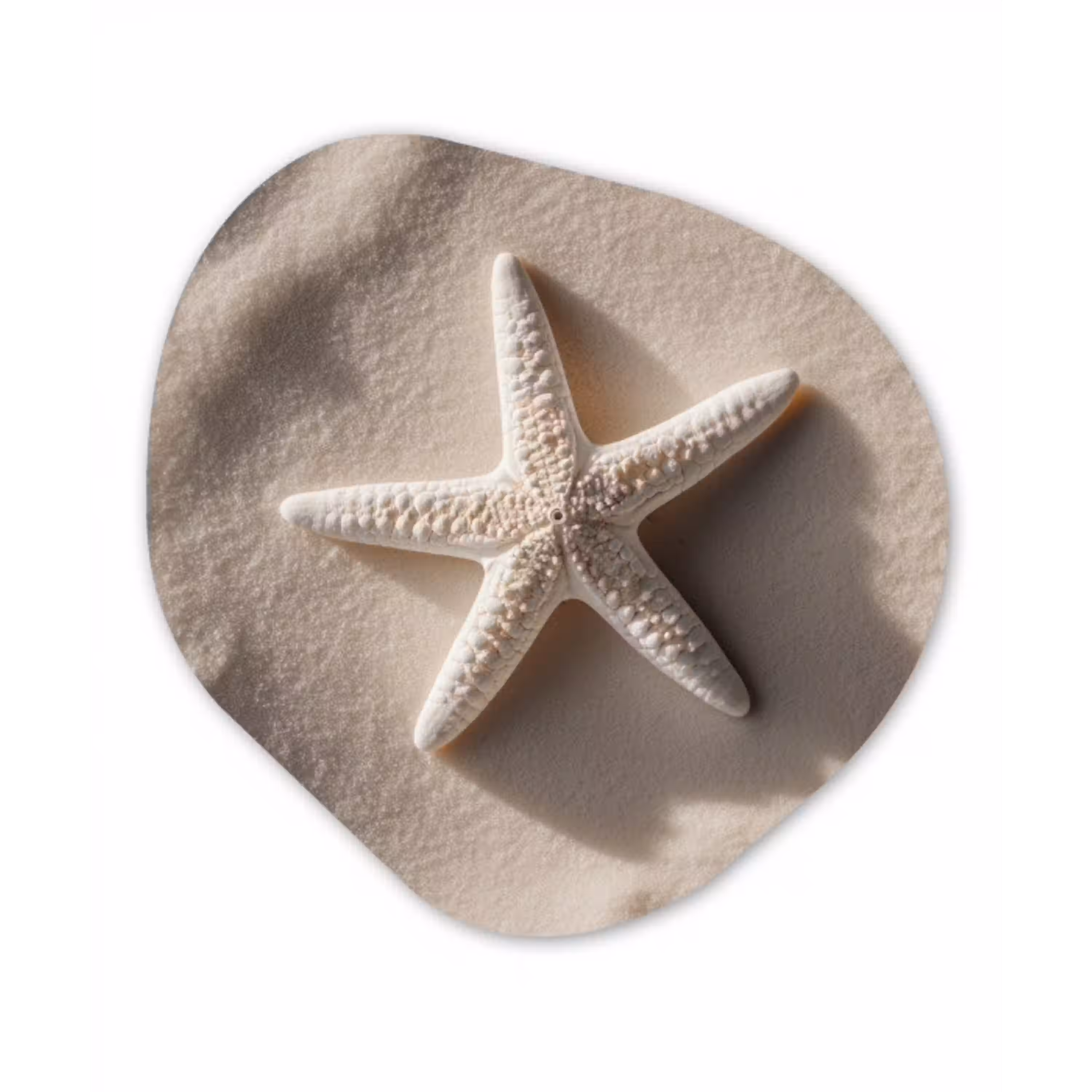 Strand - Zeester - Zand - Beige Wandcirkel Organisch Forex 3mm klein -3d