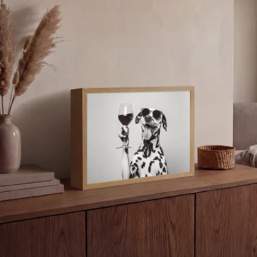 Zonnebril - Dalmatiër - Wijnglas - Tong Light Box met batterij (Wandlamp) middel -sfeer2