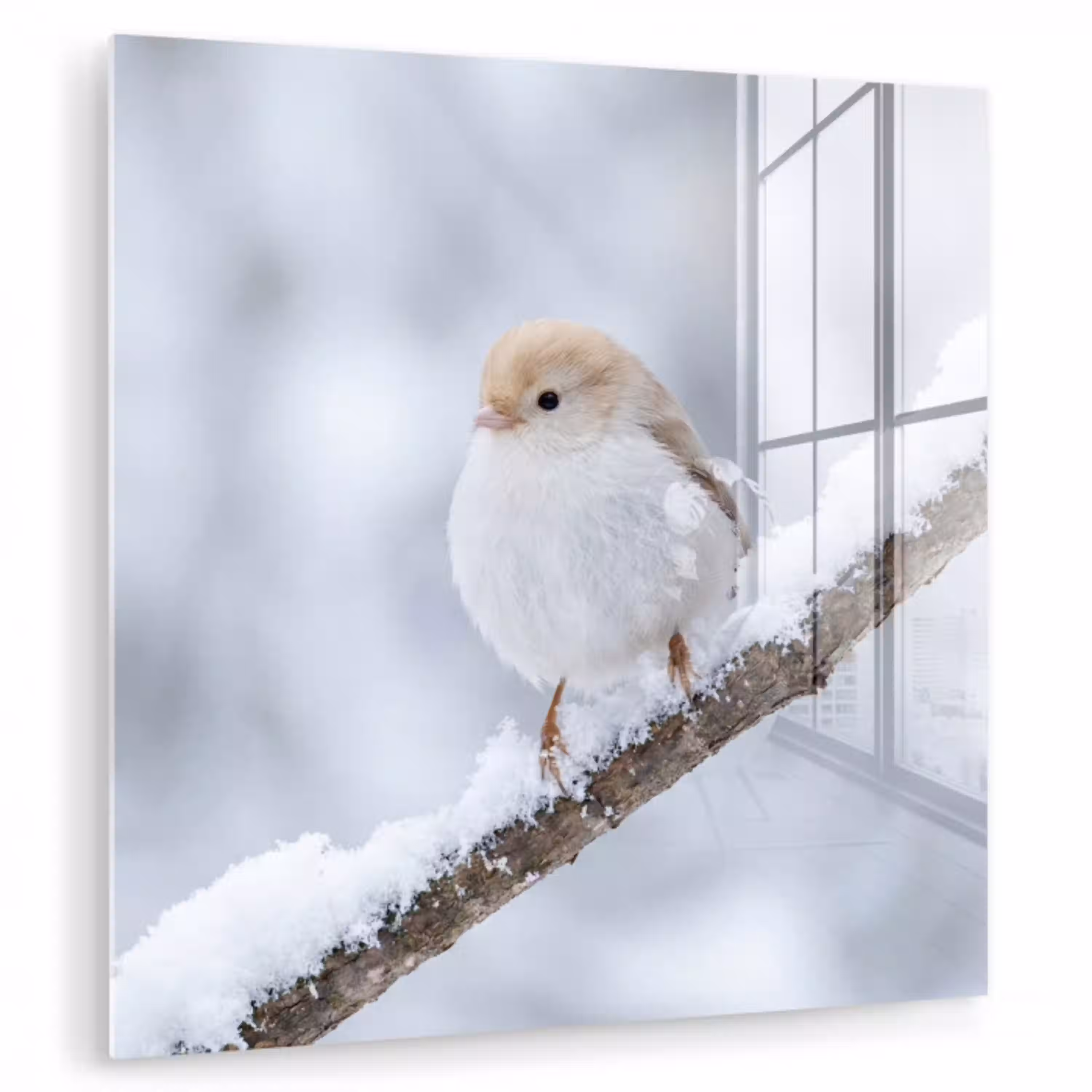 Vogeltje - Sneeuw - Tak - Winter - Zacht plexiglas 5mm klein -zzzproduct_nieuw