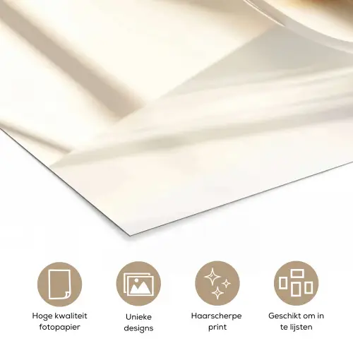 Mok - Latte - Minimalistisch - Schaduw poster papier klein -closeup_NL