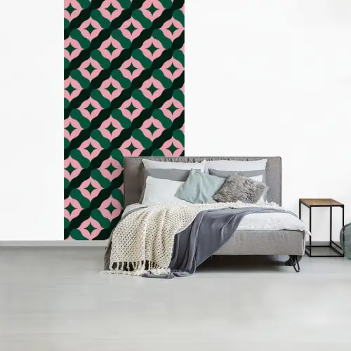 Groen - Roze - Retro - Sterren fotobehang vinyl groot 64 -slaapkamer