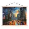 Auto - Skyline - Zon - Blauw textielposter latten blank klein -3d