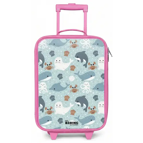 Zeedierenpatroon met dolfijnen, zeehonden en krabben Kinderkoffer - Roze klein -zz3dotto