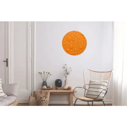 Water - Druppels - Oranje Wandcirkel aluminium klein -woonkamer