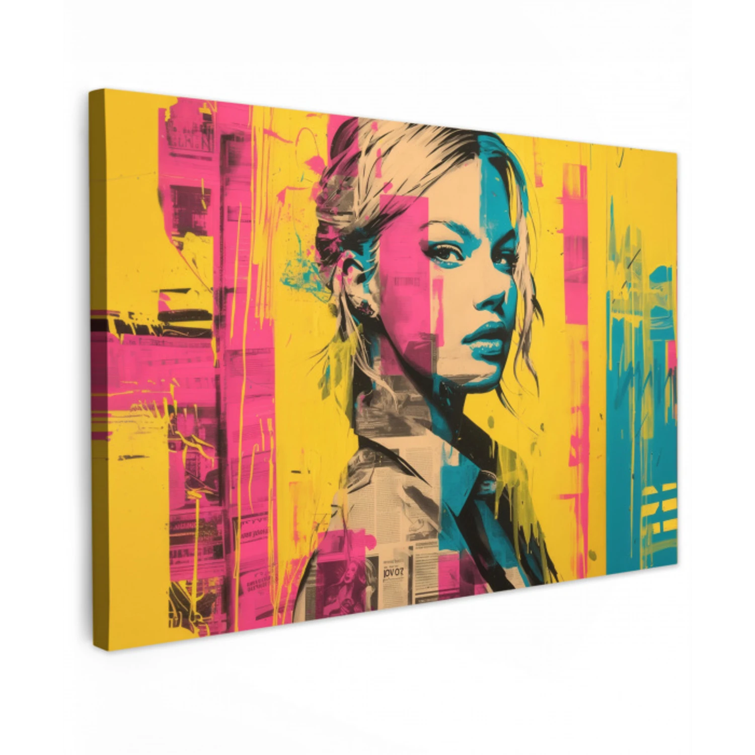 Vrouw - Verfstrepen - Gekleurd Tuinposter op houten frame 2 cm dik klein -3d