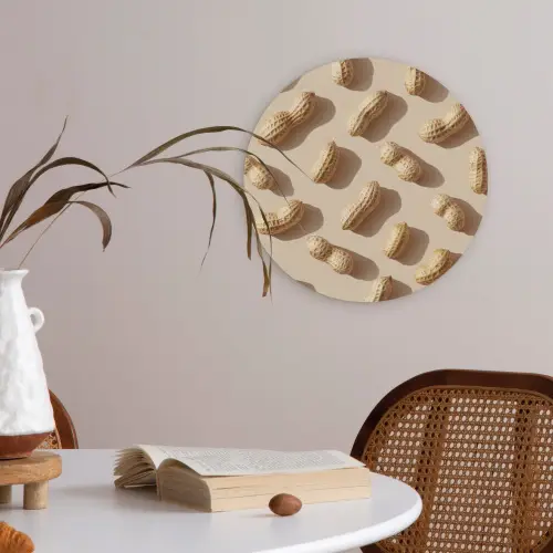 Pinda's - Patroon - Beige Akoestische PET Vilt - Rond klein -sfeer3