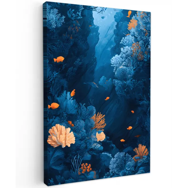 Koraalrif - Vissen - Oceaan - Blauw canvas 2cm klein -z3d