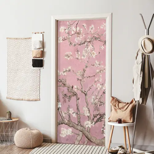 Amandelbloesem - Kunst - Van Gogh - Roze deurposter klein -sfeer6
