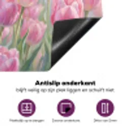 Tulpen - Veld - Lente - Roze Inductie beschermer vinyl 3mm klein -zzzzzzz-cc-onderkant