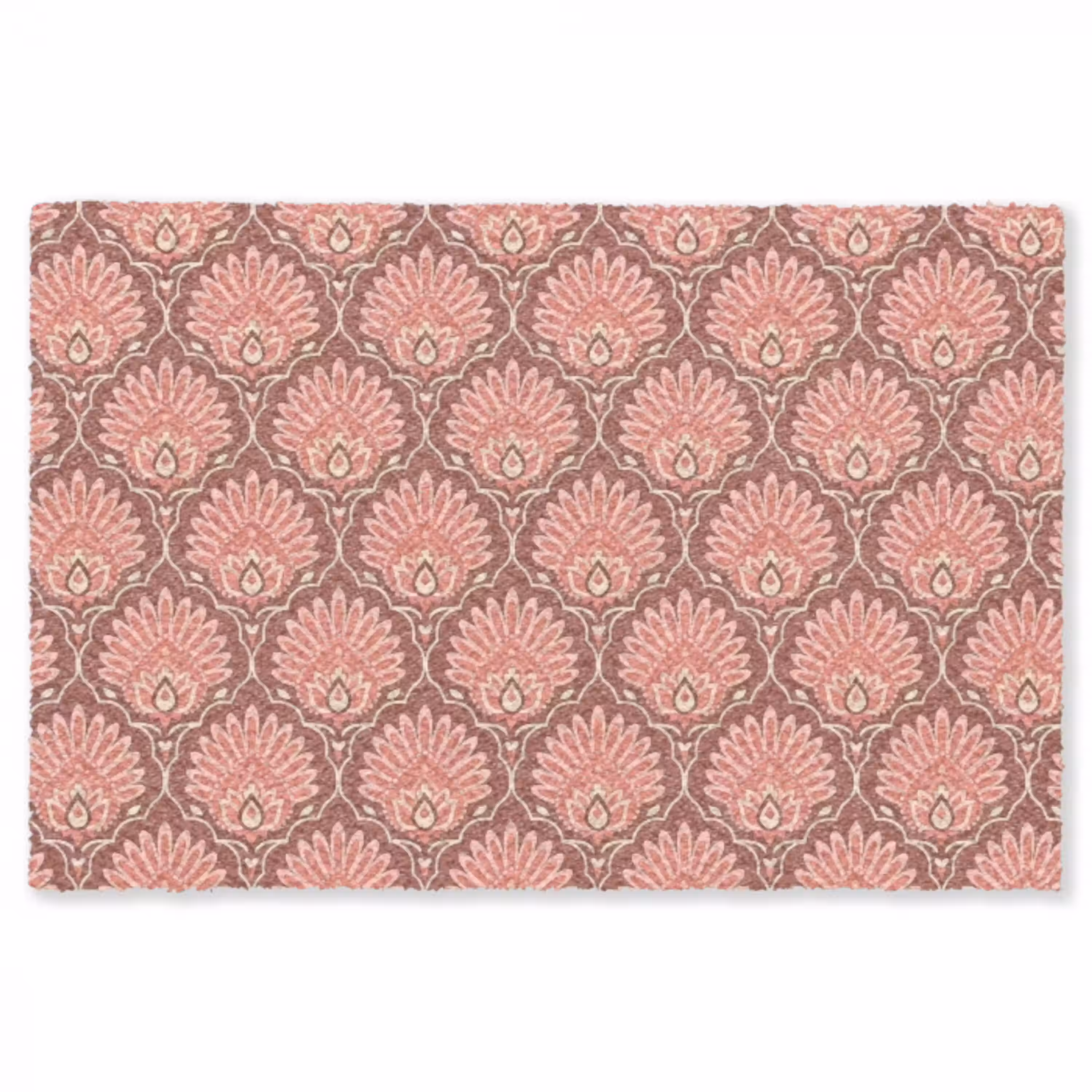 Waaiermotief - Patroon - Roze Vloerkleed Rechthoek klein -3d