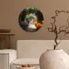 Doorkijk - Pad - Bloemen - Struik - Kleurrijk Wandcirkel kunststof plaat 5mm dik klein -sfeer1