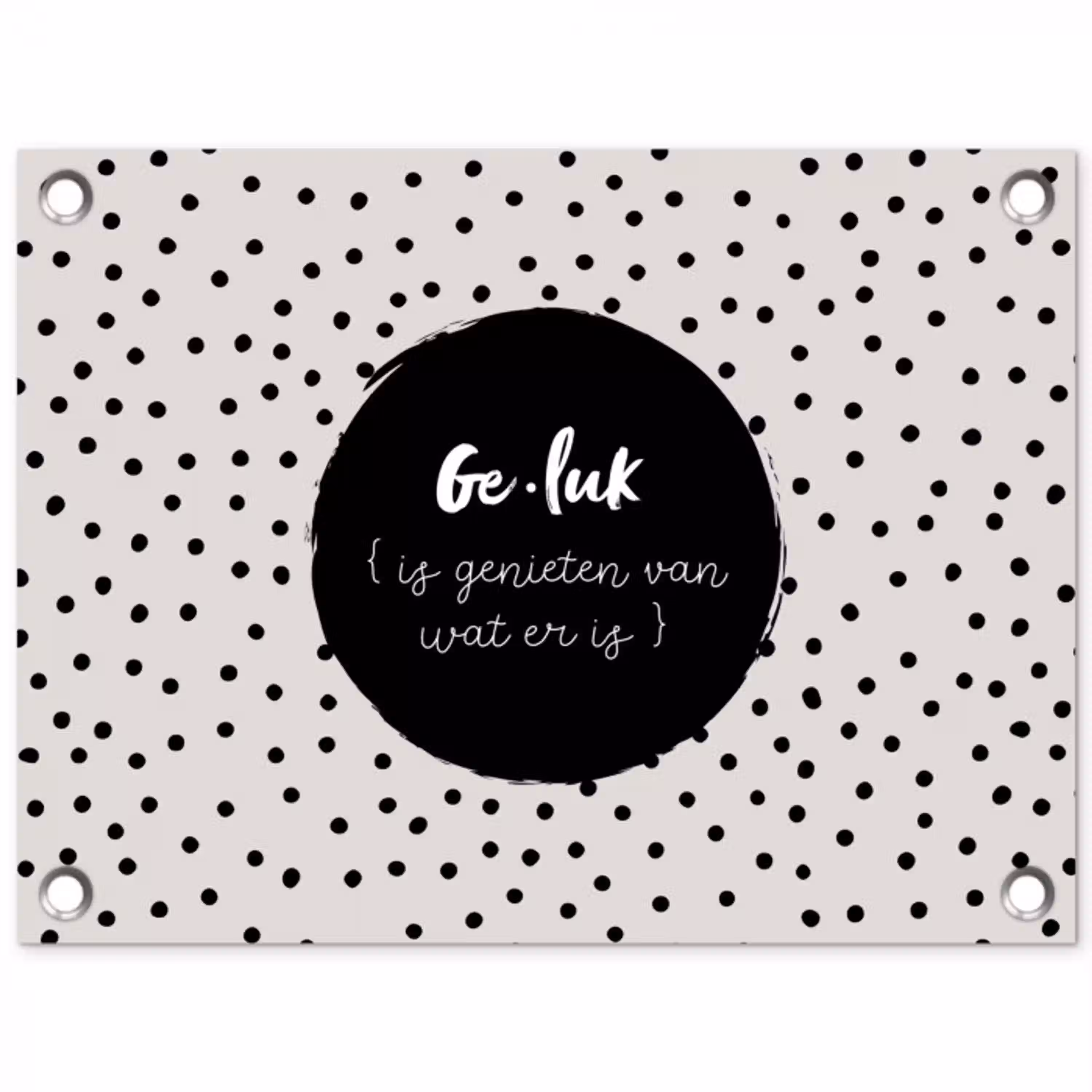 Tekst - Geluk definitie - Quotes - Geluk (is genieten van wat er is) - Woordenboek tuinposter los doek klein -3d