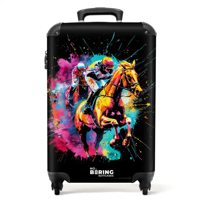 Paardrijden met felle kleuren NBS - Handbagage koffer - Unisex middel -productfoto_recht