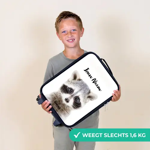 Rachid Racoon Kinderkoffer - Zwart klein -sfeer4_NL