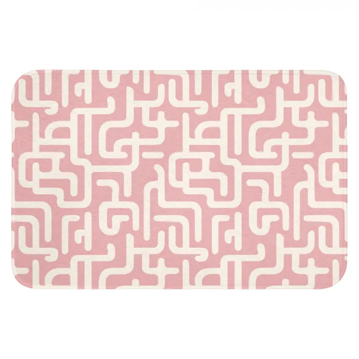 Doolhofpatroon - Roze - Wit - Abstract Badmat klein 997 -3d