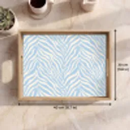 Zebra - Motief - Blauw - Wit Dienblad Rechthoek middel 911 -USP_FormaatEN