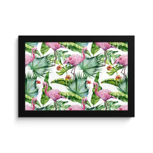Bladeren - Flamingo - Bloemen - Jungle fotolijst zwart zonder passe partout klein -3d