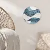Lijnen - Golven - Abstract - Blauw Wandcirkel kunststof plaat 5mm dik klein -sfeer5