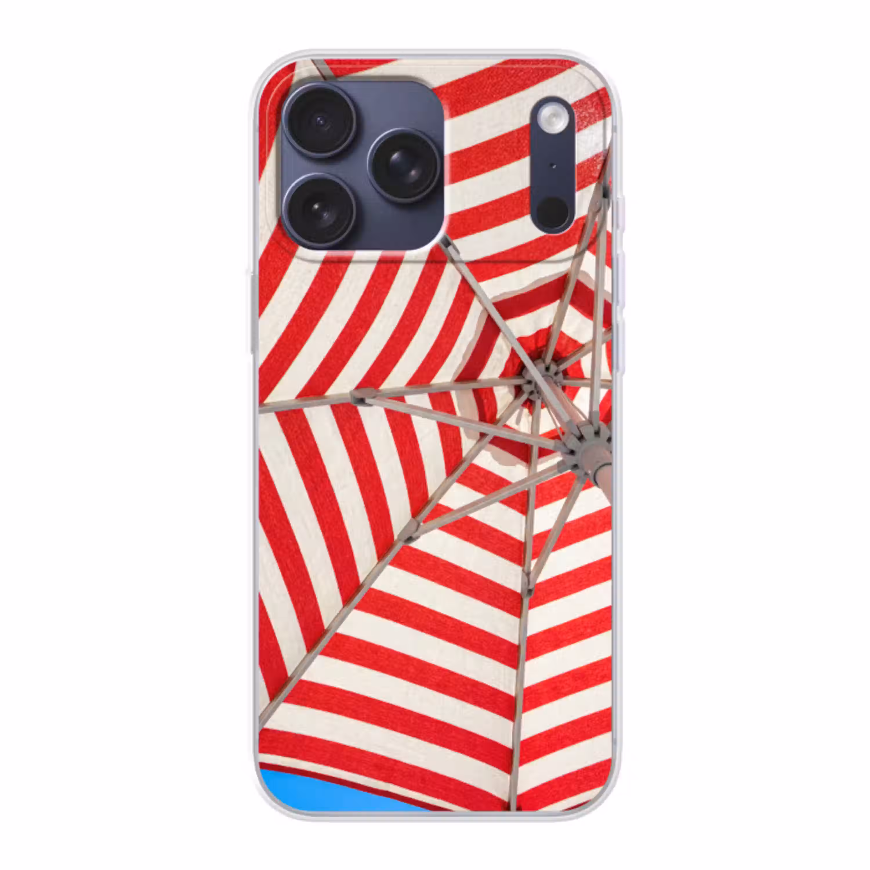 Parasol - Strepen - Zomer - Rood - Blauw Telefoonhoesje iPhone 17 Pro Max klein -3d