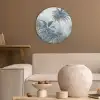 Jungle - Modern - Blauw - Groen Akoestische PET Vilt - Rond klein -sfeer1