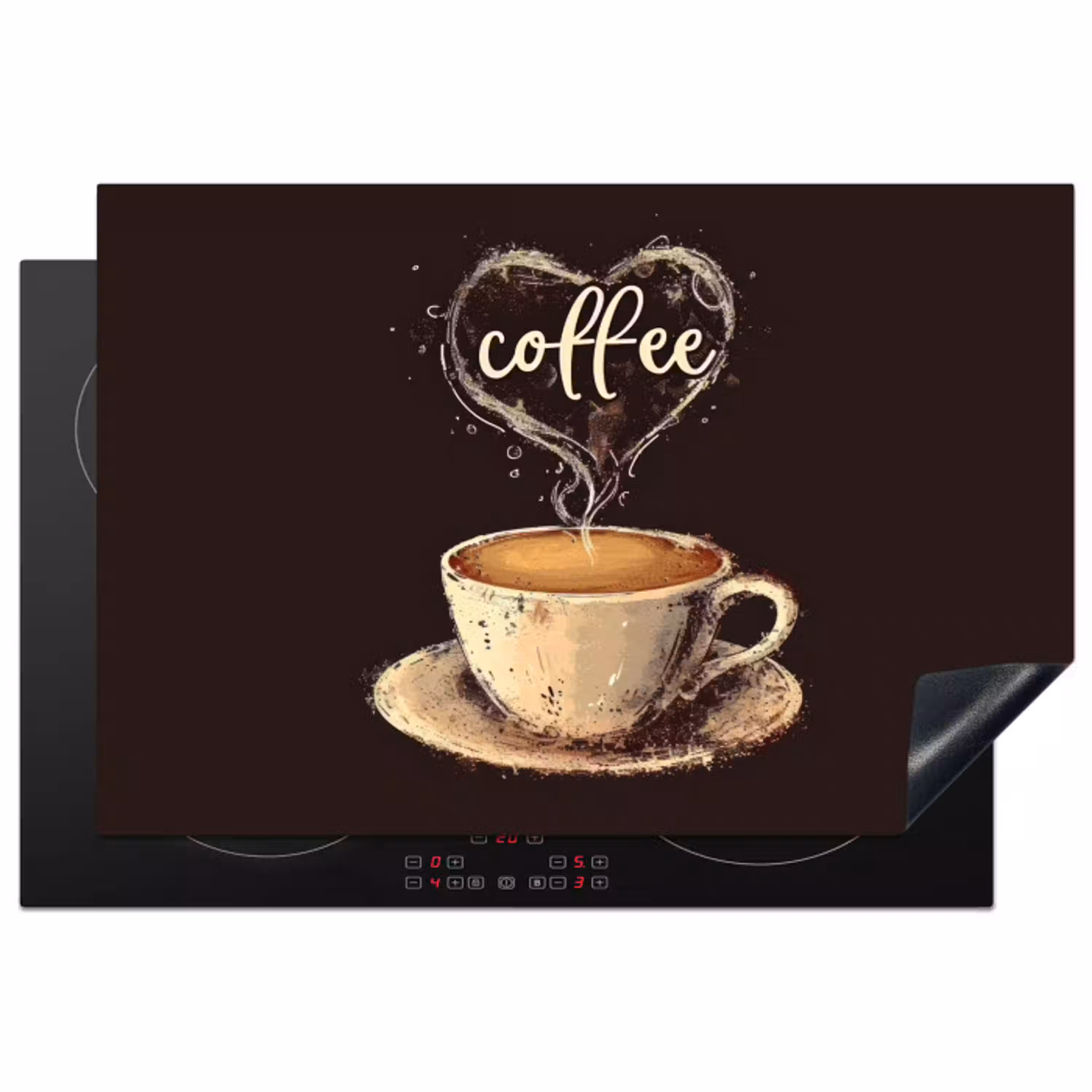 Koffie - Quote - Hartje - Coffee Inductie beschermer vinyl 3mm klein -3d